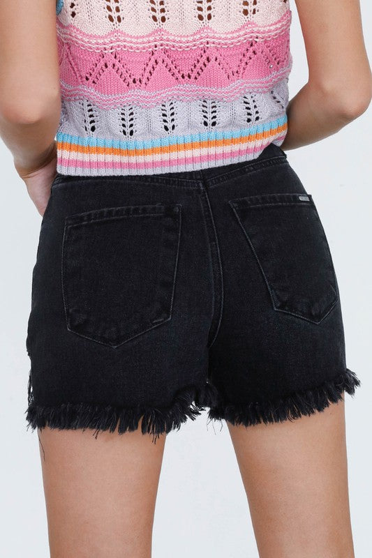 CROSSOVER DENIM MOM SHORTS